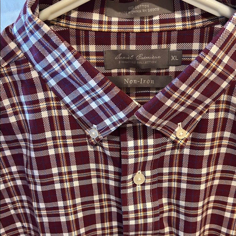Daniel Cremieux Men's Maroon Checkered Shirt